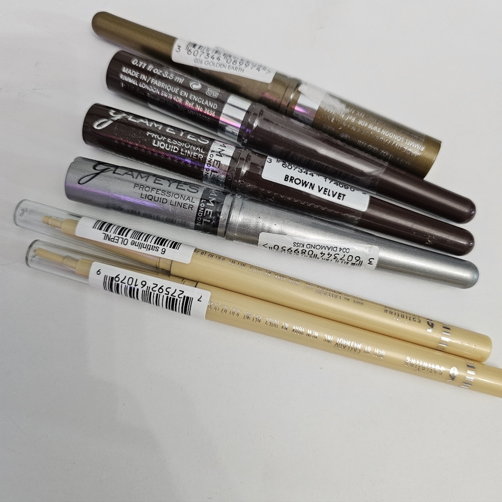 Lot Of 6 Jane Rimmel Liquid Liners Eyeliners New Brown Gold Satinliner
